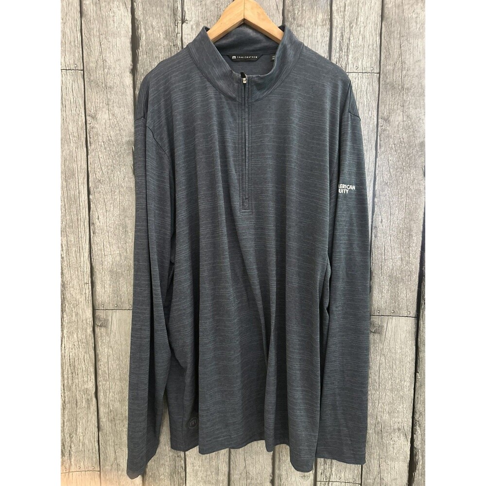 Travis Mathew Pullover Mens 3XL Gray Quarter Zip Long Sleeve Golf Athletic Shirt